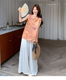 Freesia 2-Piece Orange Frog Button Cheongsam Top
