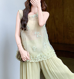Bianca 2-Piece Embroidered Top and Pants Cheongsam