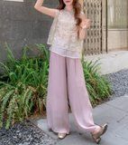 Wilhelmina 2-Piece Sequined Embroidered Vest Set Cheongsam