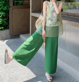 Geranium 2-Piece Butterfly Print Mesh Cheongsam Set
