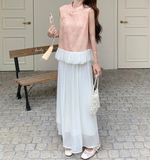 Acclaimed 2-Piece Ruffle Print Cheongsam Top
