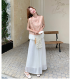 Acclaimed 2-Piece Ruffle Print Cheongsam Top