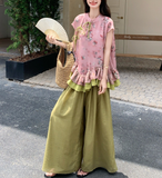 Jasmine 2-Piece Floral Ruffle Cheongsam Set