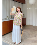 Dazzle 2-Piece Printed Cheongsam Top Set