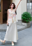 Josephina 2-Piece Embroidered Vest Skirt Set Cheongsam