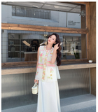 Josephina 2-Piece Embroidered Vest Skirt Set Cheongsam