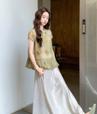 Canvas 2-Piece Printed Top Satin Cheongsam