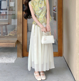 Tigereye 2-Piece Print Frog-Button Cheongsam Set