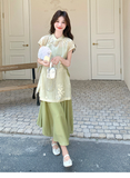 Gladiolus 2-Piece Green Embroidered Cheongsam Set