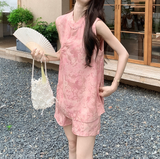 Sebastiana 2-Piece Pink Gradient Print Set Cheongsam
