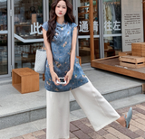 Sabrina 2-Piece Sleeveless Top Set Cheongsam