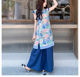 Yvonne 2-Piece Floral Sleeveless Cheongsam Set