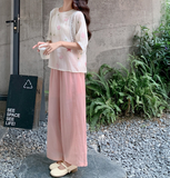 Organza 2-Piece Embroidered Top and Pants Cheongsam