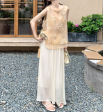 Luster 2-Piece Black Jacquard Vest Set Cheongsam