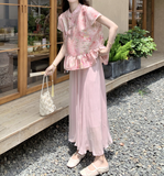 Empress 2-Piece Pink Jacquard Cheongsam Set