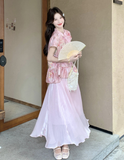 Empress 2-Piece Pink Jacquard Cheongsam Set