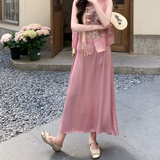 Preeminent 2-Piece Pink Embroidered Cheongsam Set