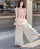 Diamond 2-Piece Floral Print Cheongsam Set