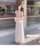 Diamond 2-Piece Floral Print Cheongsam Set