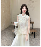 Peach 2-Piece Embroidered Top Set Cheongsam