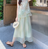 Elle 2-Piece Light Green Embroidered Cheongsam Set