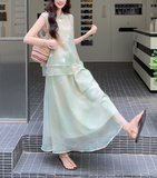 Elle 2-Piece Light Green Embroidered Cheongsam Set