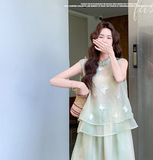 Elle 2-Piece Light Green Embroidered Cheongsam Set