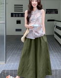 Gabriella 2-Piece Caramel Sleeveless Top Set Cheongsam