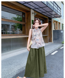 Gabriella 2-Piece Caramel Sleeveless Top Set Cheongsam