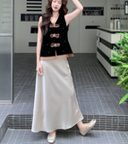 Twilight 2-Piece Velvet Vest Skirt Set Cheongsam