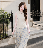 Shimmer 2-Piece Butterfly Print Cheongsam Set