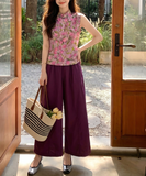 Oona 2-Piece Printed Top Cheongsam Set