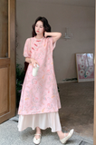 Thora Pink Faux Two-Piece Cheongsam Dress