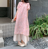 Thora Pink Faux Two-Piece Cheongsam Dress