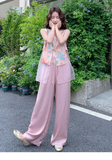 Zinnia 2-Piece Mesh Vest and Pants Set Cheongsam