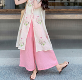 Yarrow 2-Piece Floral Top and Pants Set Cheongsam