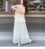 Dawn 2-Piece Embroidered Top and Pants Set Cheongsam