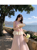 Tulle 2-Piece Dyed Top Cheongsam Set