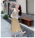 Castle 2-Piece Embroidered Vest Set Cheongsam