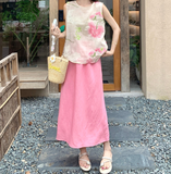 Genevieve 2-Piece Pink Print Cheongsam Set