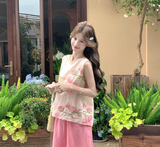 Genevieve 2-Piece Pink Print Cheongsam Set