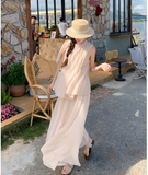 Vivienne 2-Piece Beige Pleated Cheongsam Set