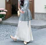Equinox 2-Piece Ink-Dye Satin Cheongsam Set