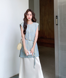 Equinox 2-Piece Ink-Dye Satin Cheongsam Set