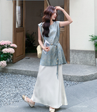 Equinox 2-Piece Ink-Dye Satin Cheongsam Set