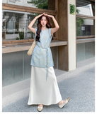 Equinox 2-Piece Ink-Dye Satin Cheongsam Set