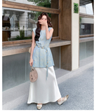 Equinox 2-Piece Ink-Dye Satin Cheongsam Set