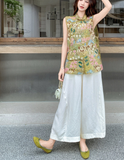 Kalina 2-Piece Embroidered Top and Pants Set Cheongsam