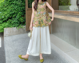 Kalina 2-Piece Embroidered Top and Pants Set Cheongsam