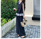 Finale 2-Piece Ruffle Top Wide-Leg Pants Cheongsam